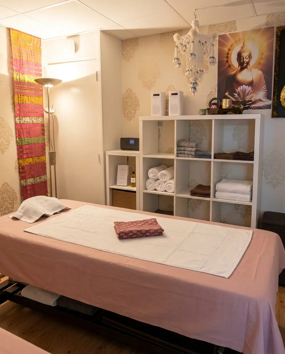 Peaceful treatment room at Parinya Thai Therapy