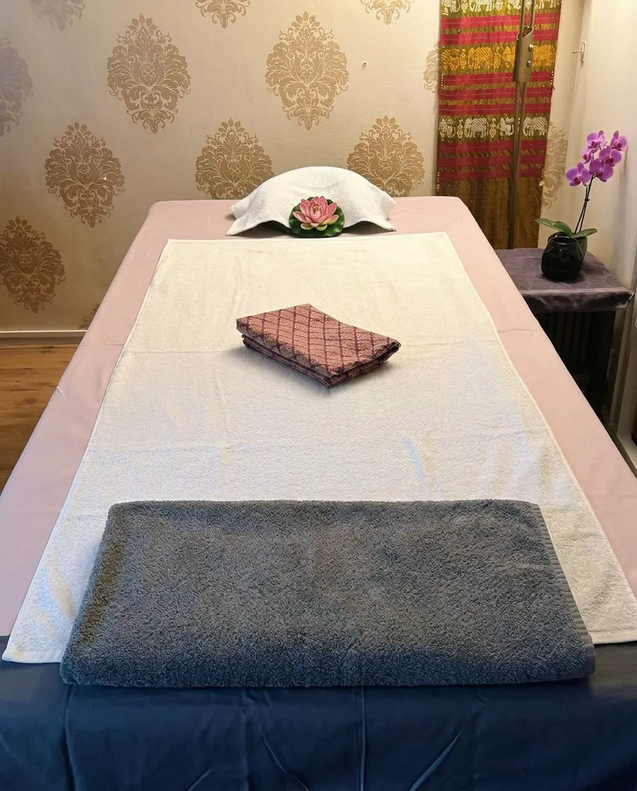 Massage bed detail in a calm wellness treatment room