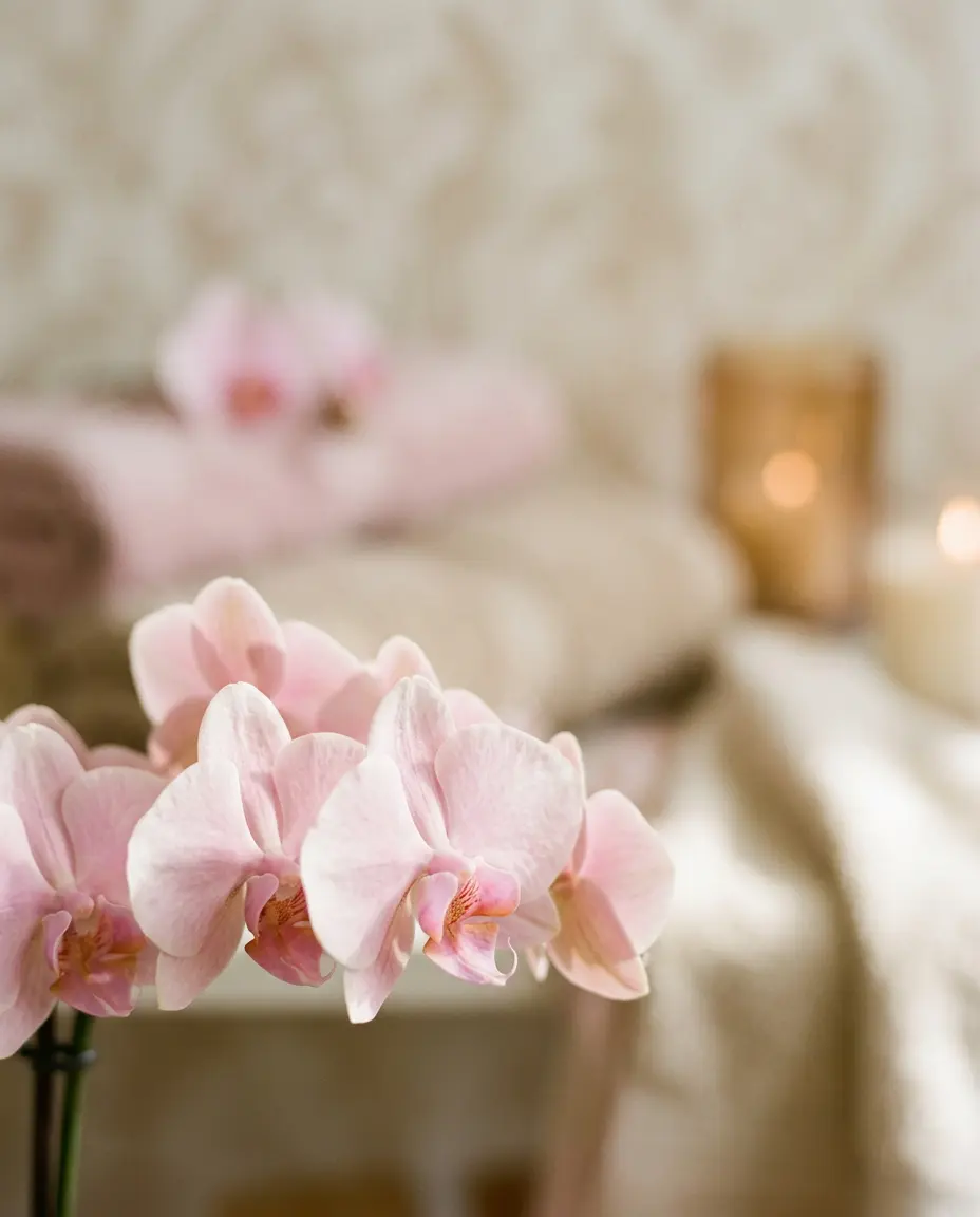 Soft orchid floral background for wellness atmosphere